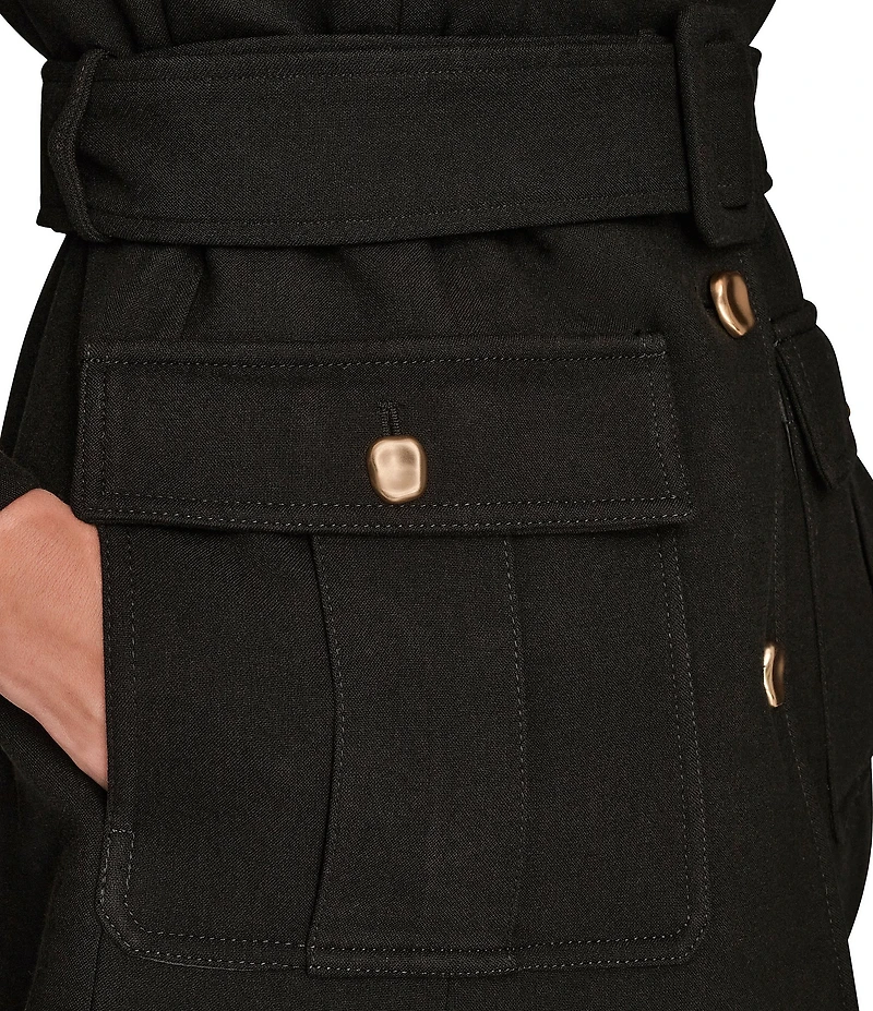 Donna Karan Crepe Belted Military Blazer Modern Coat