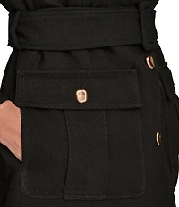 Donna Karan Crepe Belted Military Blazer Modern Coat