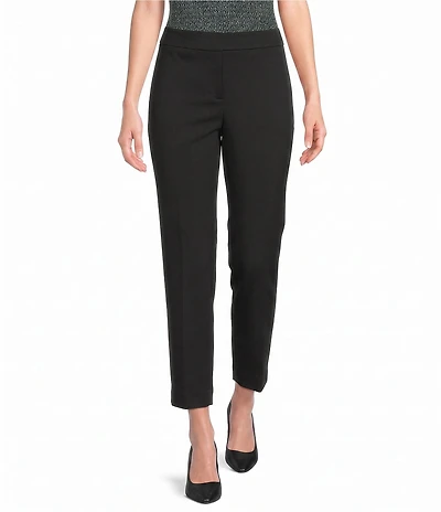 Donna Karan Crepe Flat Front Slim Leg Ankle Length Pants