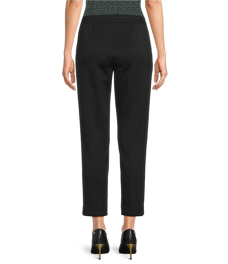 Donna Karan Crepe Flat Front Slim Leg Ankle Length Pants