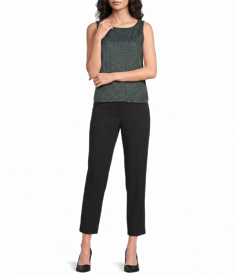Donna Karan Crepe Flat Front Slim Leg Ankle Length Pants