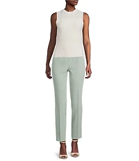 Donna Karan Crepe Flat Front Straight Leg Pants