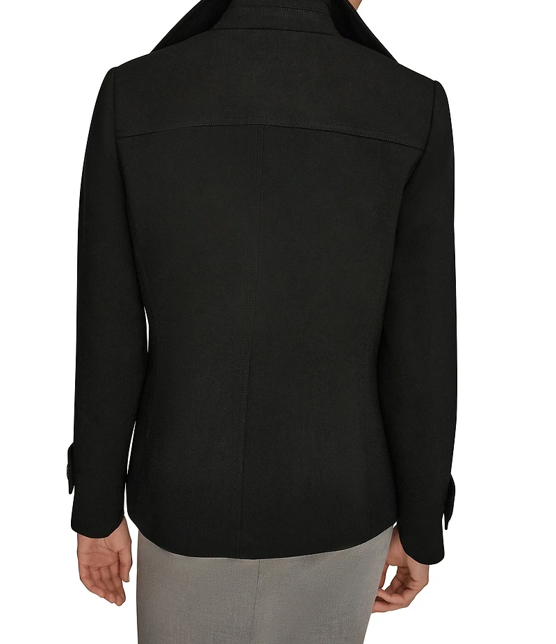 Donna Karan Crepe Short Double Breasted Trench Coat