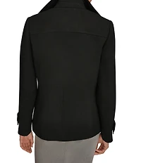 Donna Karan Crepe Short Double Breasted Trench Coat