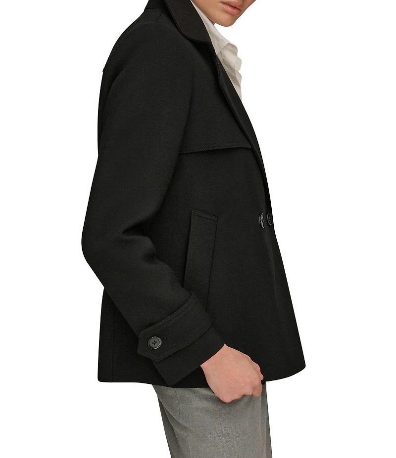 Donna Karan Crepe Short Double Breasted Trench Coat