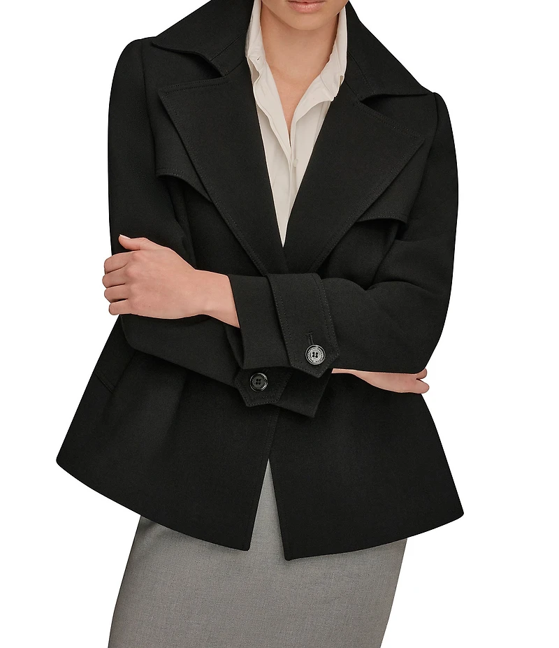 Donna Karan Crepe Short Double Breasted Trench Coat