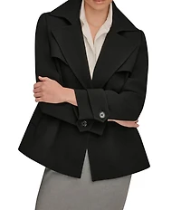 Donna Karan Crepe Short Double Breasted Trench Coat
