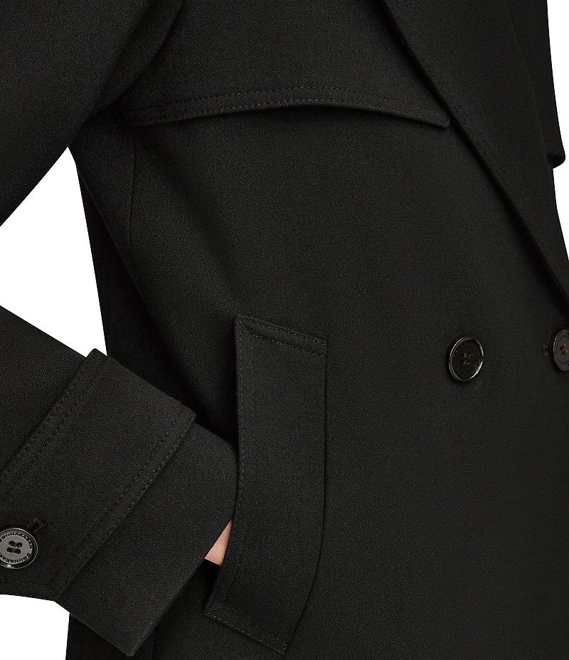 Donna Karan Crepe Short Double Breasted Trench Coat