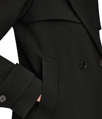 Donna Karan Crepe Short Double Breasted Trench Coat