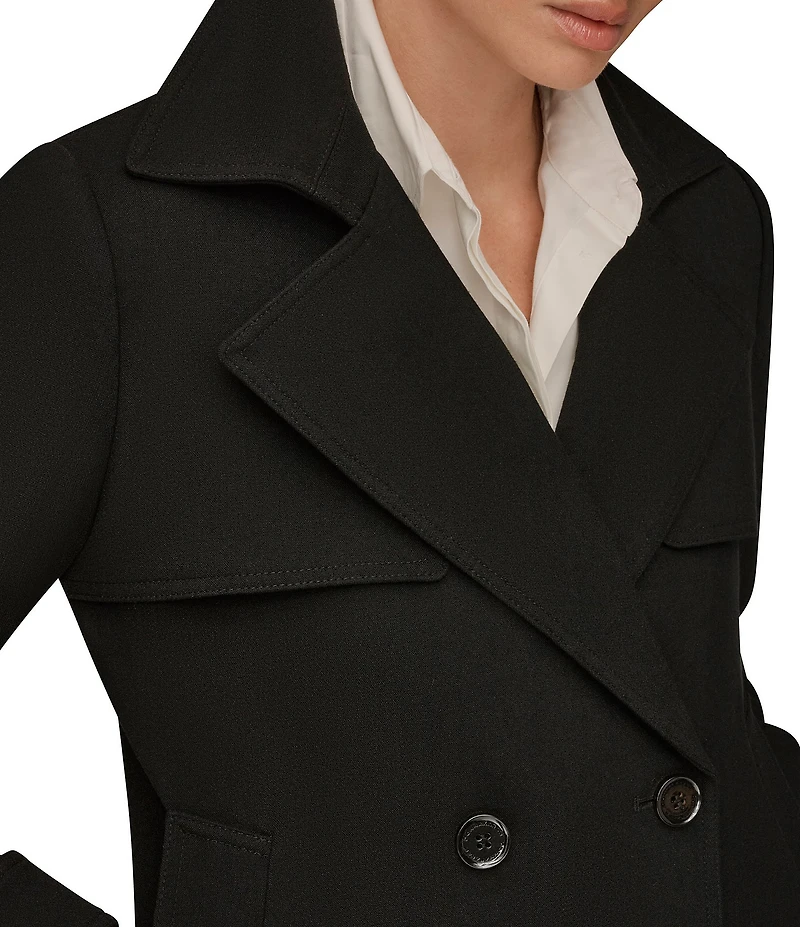 Donna Karan Crepe Short Double Breasted Trench Coat