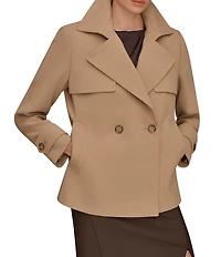 Donna Karan Crepe Short Double Breasted Trench Coat