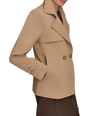 Donna Karan Crepe Short Double Breasted Trench Coat