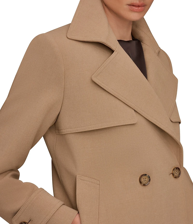 Donna Karan Crepe Short Double Breasted Trench Coat
