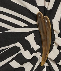 Donna Karan Crepe Sleeveless Novelty Bar Faux Wrap Top