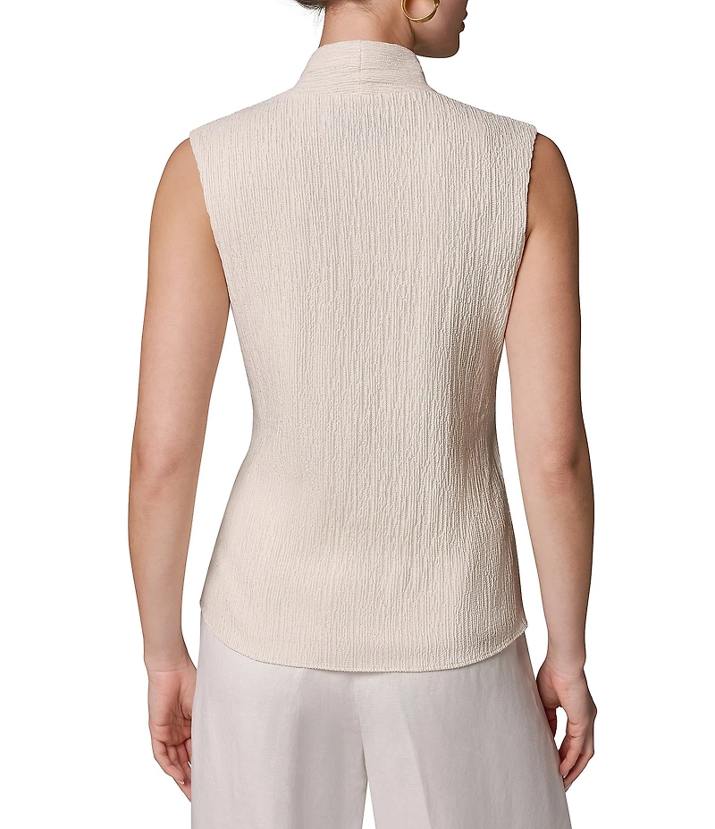 Donna Karan Crinkle Sleeveless Surplice Faux Wrap Top