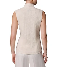 Donna Karan Crinkle Sleeveless Surplice Faux Wrap Top