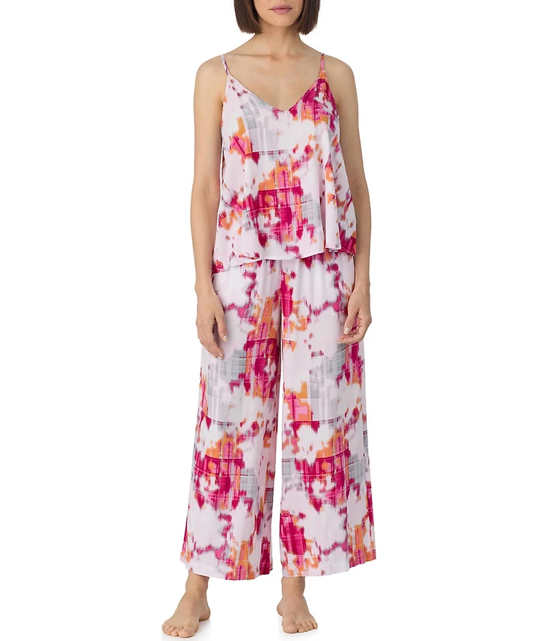Donna Karan DKNY Abstract Print Sleeveless V-Neck Woven Long Pajama Set
