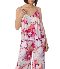 Donna Karan DKNY Abstract Print Sleeveless V-Neck Woven Long Pajama Set