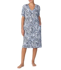 Donna Karan DKNY by Donna Karan Animal Print Short Sleeve V-Neck Jersey Knit Sleepshirt