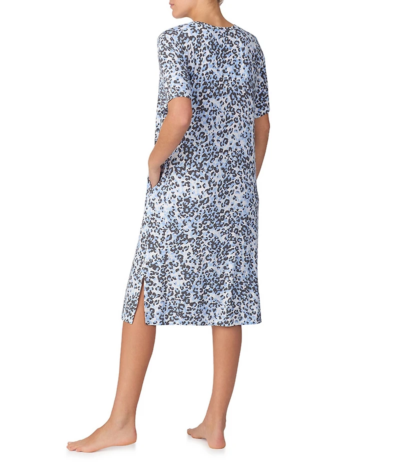 Donna Karan DKNY by Donna Karan Animal Print Short Sleeve V-Neck Jersey Knit Sleepshirt