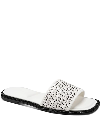 Donna Karan DKNY by Donna Karan Badin Signature Logo Print Flat Slide Sandals