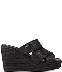 Donna Karan DKNY by Donna Karan Cresson Raffia Platform Wedge Banded Espadrille Slide Sandals