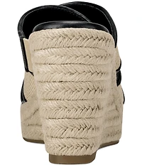 Donna Karan DKNY by Donna Karan Cresson Raffia Platform Wedge Banded Espadrille Slide Sandals