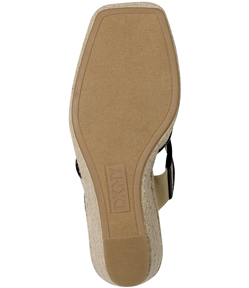Donna Karan DKNY by Donna Karan Cresson Raffia Platform Wedge Banded Espadrille Slide Sandals