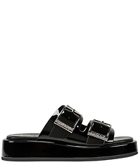 Donna Karan DKNY by Donna Karan Leocadia Patent Buckled Platform Slide Sandals