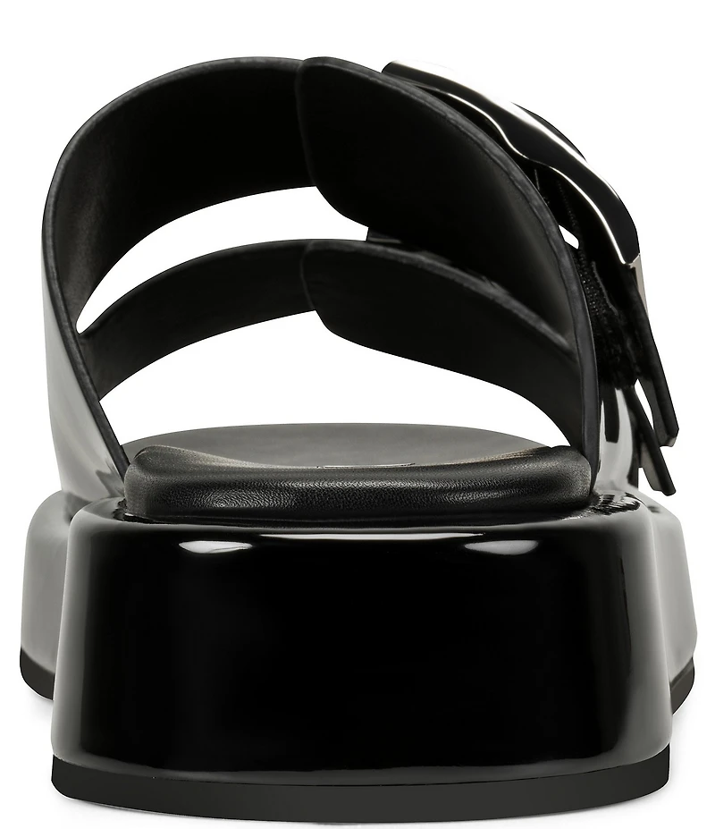 Donna Karan DKNY by Donna Karan Leocadia Patent Buckled Platform Slide Sandals