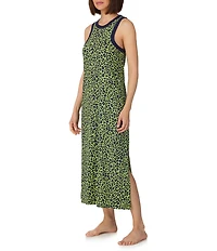 Donna Karan DKNY by Donna Karan Leopard Print Sleeveless Round Neck Jersey Knit Maxi Chemise