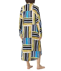 Donna Karan DKNY by Donna Karan Multi Stripe Print Long Sleeve Button Front Woven Sleepshirt
