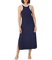 Donna Karan DKNY by Donna Karan Solid Sleeveless Round Neck Jersey Knit Maxi Chemise