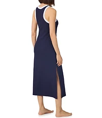 Donna Karan DKNY by Donna Karan Solid Sleeveless Round Neck Jersey Knit Maxi Chemise