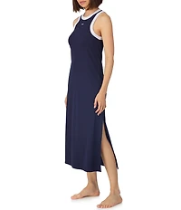 Donna Karan DKNY by Donna Karan Solid Sleeveless Round Neck Jersey Knit Maxi Chemise