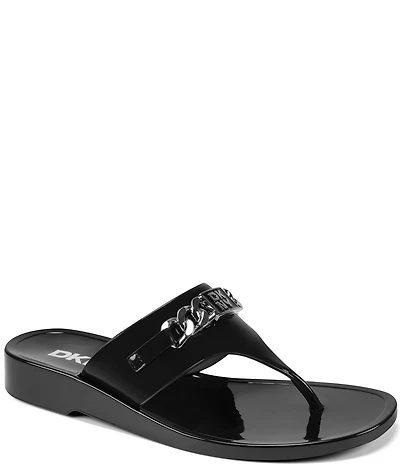 Donna Karan DKNY by Donna Karan Vasi Jelly Logo Chain Demi Wedge Thong Sandals