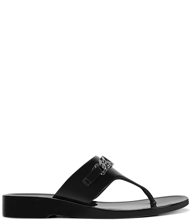 Donna Karan DKNY by Donna Karan Vasi Jelly Logo Chain Demi Wedge Thong Sandals