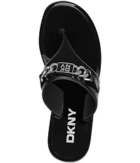 Donna Karan DKNY by Donna Karan Vasi Jelly Logo Chain Demi Wedge Thong Sandals