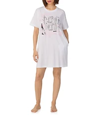 Donna Karan DKNY City Print Short Sleeve Round Neck Jersey Knit Sleepshirt