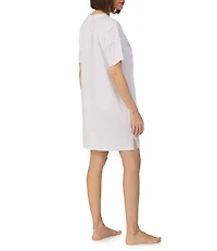 Donna Karan DKNY City Print Short Sleeve Round Neck Jersey Knit Sleepshirt