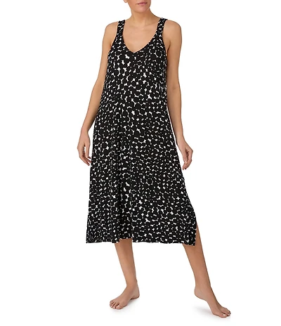 Donna Karan DKNY Dotted Sleeveless Short Sleeve V-Neck Jersey Knit Chemise