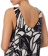 Donna Karan DKNY Printed Sleeveless V Neck Woven Capri Pajama Set