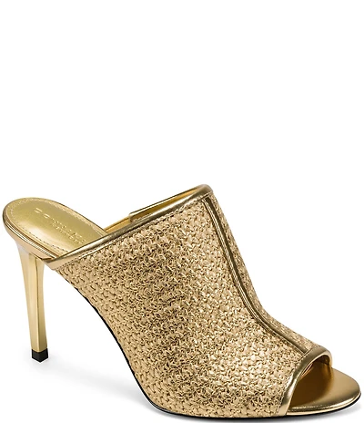 Donna Karan Donna Foil Raffia Dress Slide Sandals
