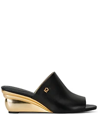 Donna Karan Donna Leather Wedge Slide Sandals