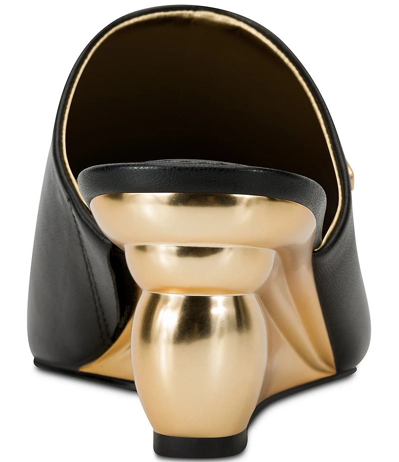 Donna Karan Donna Leather Wedge Slide Sandals