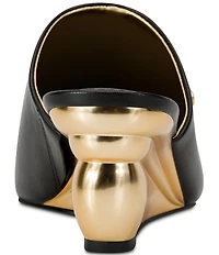 Donna Karan Donna Leather Wedge Slide Sandals