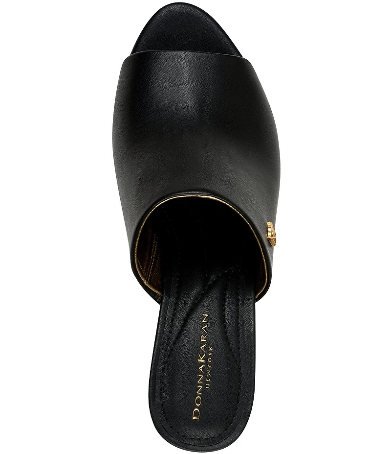 Donna Karan Donna Leather Wedge Slide Sandals