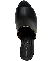 Donna Karan Donna Leather Wedge Slide Sandals