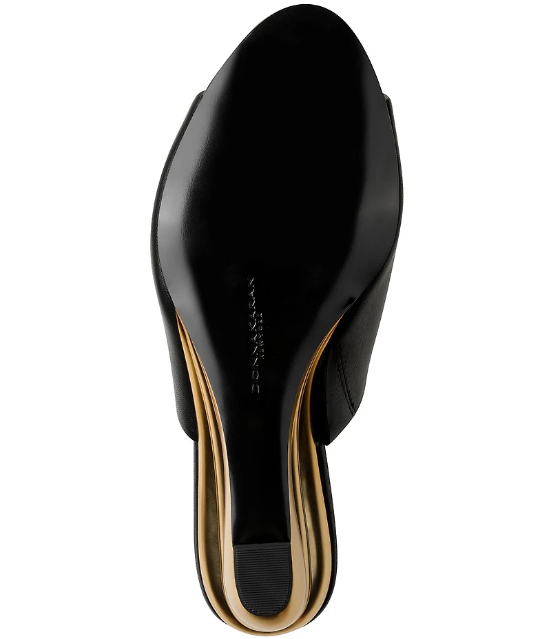 Donna Karan Donna Leather Wedge Slide Sandals