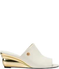 Donna Karan Donna Leather Wedge Slide Sandals